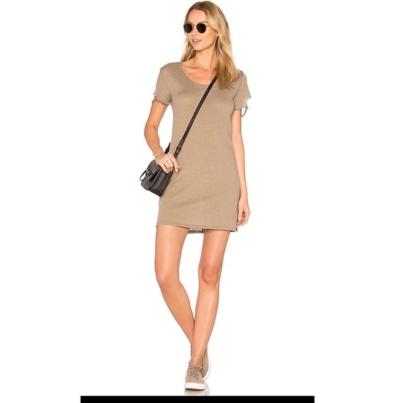 Nation Ltd Layla Tee Mini Dress Taupe Scoop Neck Cotton Blend Small Made in Peru - Picture 10 of 10